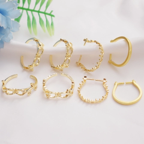 Accessori Per Castone Anello DIY Rame Placcato Oro 14K Micro Pavé Zircone Foglia Cuore Regolabile Per Gioielli