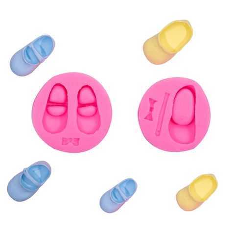 Baby Shoe Silicone Mold Bowknot Design For Fondant Cake Decoration DIY Craft Chocolate Baking Accessory
