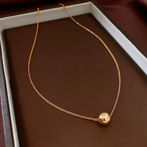 Collana Minimalista Con Ciondolo A Sfera Martellata Rame Placcato Oro 18 Carati Gioielli Eleganti Catena Regolabile Donna
