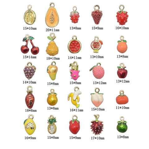 3D Fruit Vegetable Charms Zinc Alloy Enamel Pendants For DIY Jewelry Making Necklace Bracelet Earrings Accessory Cute