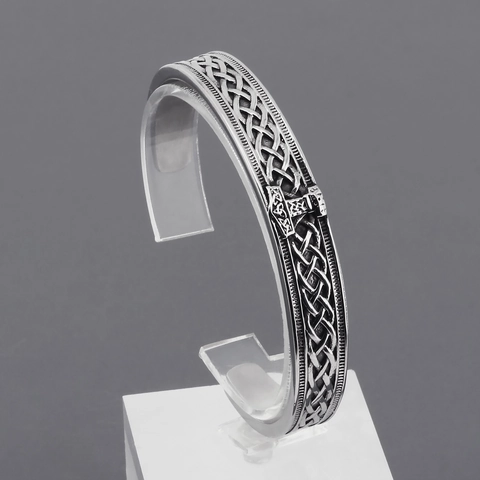Pulsera De Puño Vikinga Para Hombre Martillo De Thor Mjolnir Acero Inoxidable Runas Nórdicas Nudo Celta Joyería