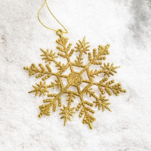 Addobbi Fiocchi Di Neve Glitterati Oro Natale Plastica Decorativa Pendenti Festa Invernale Decorazione