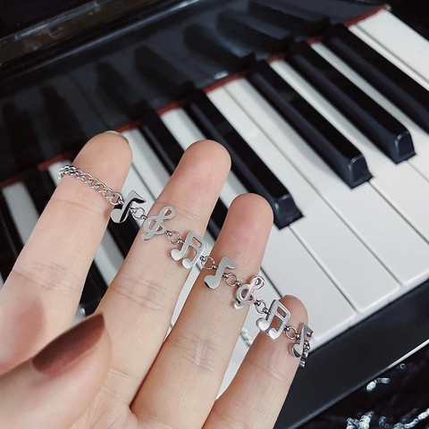 Artistic Musical Note Titanium Steel Bracelet For Women Retro Music Symbol Silver Color Chain Bracelet Jewelry Gift