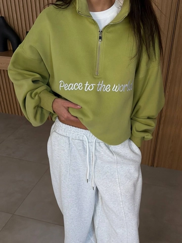 Women Half Zip Pullover Sweatshirt And Wide Leg Pants Letter Embroidery Cotton Blend Fleece Casual Loungewear Outfits