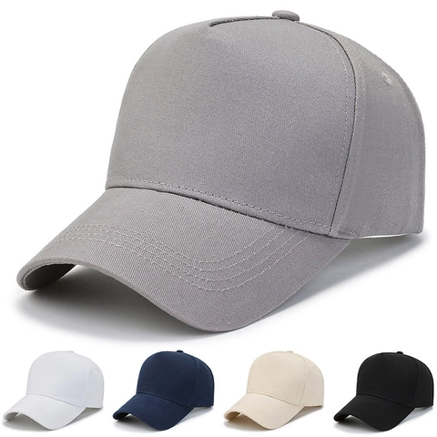 Cotton Twill Baseball Cap Adjustable Metal Buckle Large Head Size Solid Color Sun Protection Outdoor Casual Unisex Hat