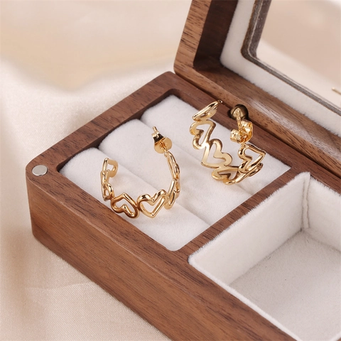 Herz Hoop Ohrringe Edelstahl Hohl Glied Herze Minimalistischer Mode Schmuck Für Damen