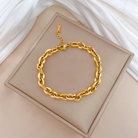 Grobgliedriges Armband Aus Edelstahl Für Damen Im Retro Hip Hop Stil Verstellbarer Schmuck