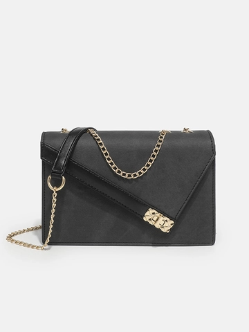 Vintage Denim PU Leather Chain Shoulder Crossbody Bag Square Flap Handbag For Women Gold Hardware