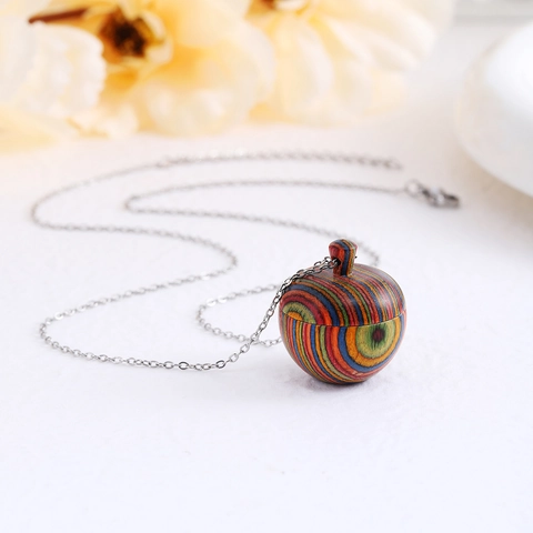 Acorn Pinecone Apple Wooden Pendant Necklace Stainless Steel Chain Handmade Natural Forest Style Fashion Jewelry For Women