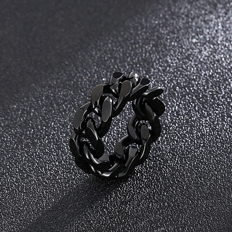 Anello Da Uomo Semplice In Acciaio Al Titanio Catena Lucida Stile Hip-hop Alla Moda Anello In Acciaio Inossidabile Gioiello