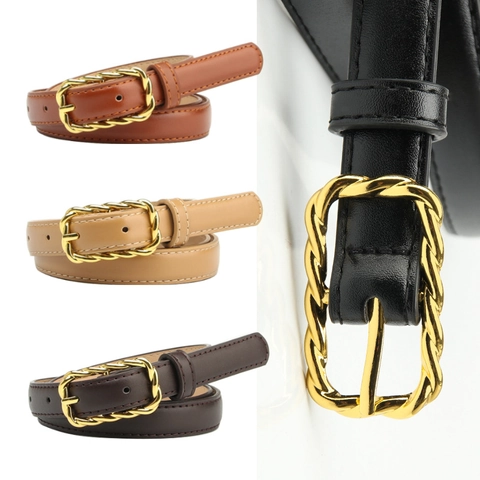 Cintura Da Donna In Pelle PU Con Fibbia Ad Ardiglione Attorcigliata In Lega Cinturino Casual Versatile