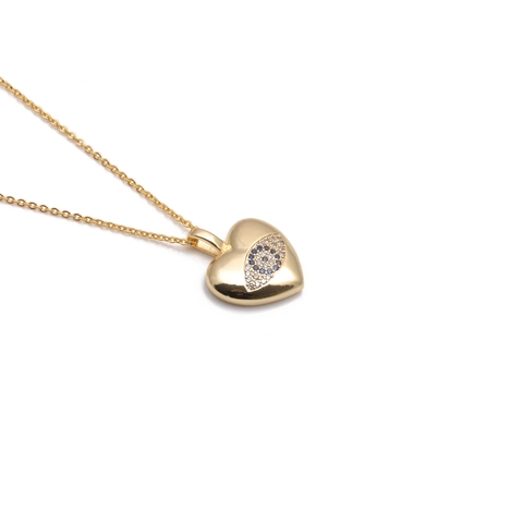Evil Eye Herz Anhänger Halskette Kupfer Blau Zirkonia Vergoldet O-Kette Glücksschmuck Für Frauen Mädchen Elegant