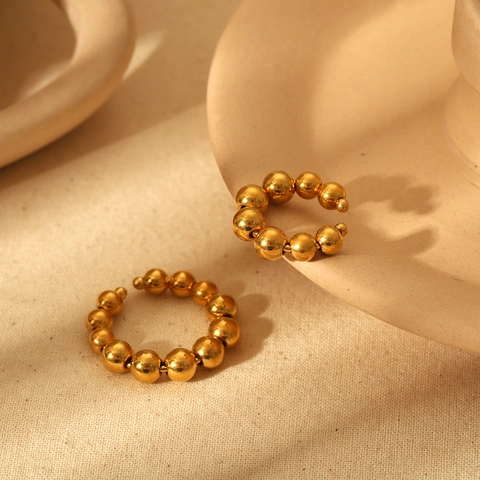Kralen Creolen En Bolletjesketting Ring 18K Verguld Roestvrij Staal Minimalistisch Geometrisch Sieraden Vrouwen