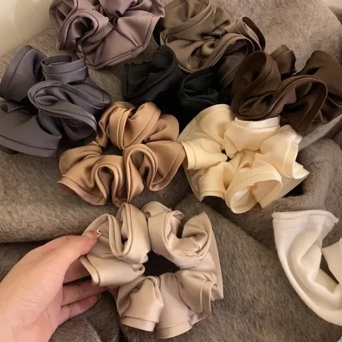 Elastico Per Capelli In Satin Oversize Retrò Francese Grande Bordo A Pieghe Fascia Elastica Supporto Per Coda Di Cavallo Donne