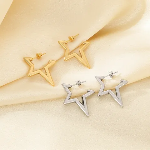 Holle Vijfpuntige Ster Oorbellen Roestvrij Staal Studs Minimalistische Trendy Sieraden Voor Vrouwen