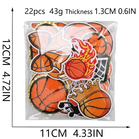 Basketball Embroidery Patches Chenille Sequin Iron On Sew On Decorative DIY Clothing Jacket Backpack Sports Theme