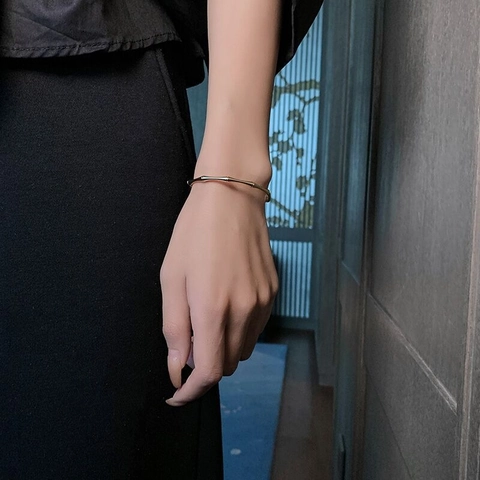 Bamboe Knoop Open Manchet Armband Titanium Staal Koper Verguld Minimalistisch Elegant Handsieraden Voor Dames
