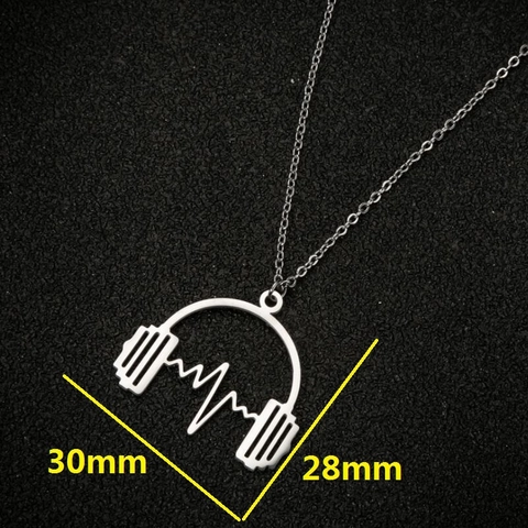 Collar Con Colgante De Auriculares De Acero Inoxidable Tema Musical Latido Hip Hop Joyas Para Hombre Y Mujer