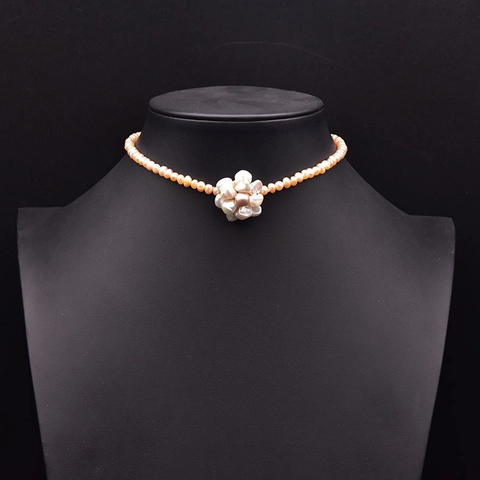Barocke Natürliche Süßwasserperlenkette Exquisite Mode Blumenanhänger Schlüsselbeinkette Für Damen Elegantes Schmuckgeschenk