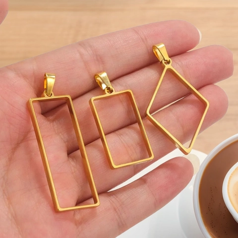 Geometric Hollow Pendant Frames Stainless Steel DIY Jewelry Making Findings For Resin Epoxy Earring Necklace