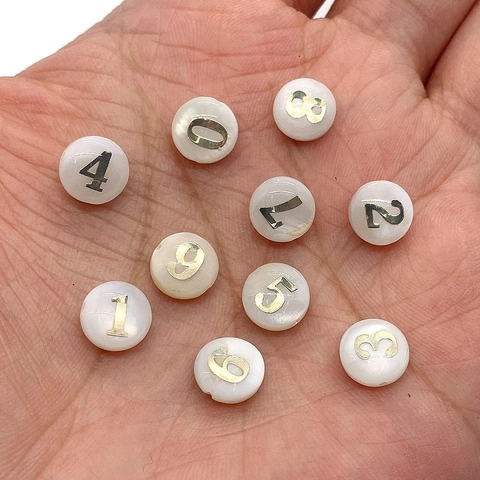 Natuurlijk Zoetwater Schelp Nummer Kralen Ronde Munt Arabische Cijfers Losse Kralen Voor DIY Sieraden Maken Ambacht