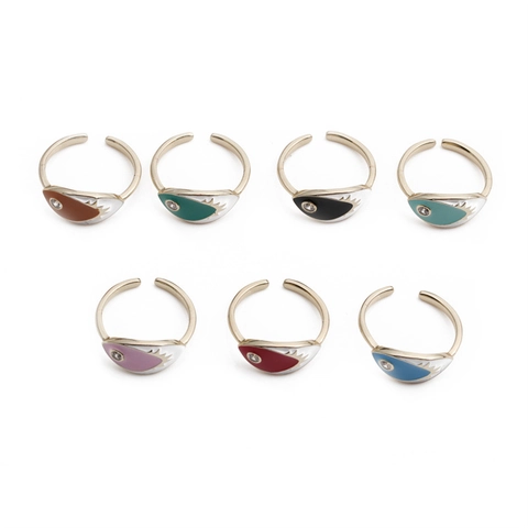 Evil Eye Adjustable Ring Copper Gold Plated Colorful Enamel Micro Pave Zircon Fashion Jewelry For Women