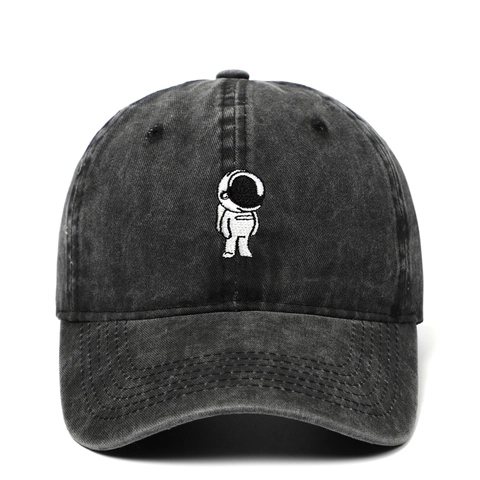Astronaut Embroidery Baseball Cap Washed Cotton Distressed Retro Adjustable Outdoor Sun Hat For Men Women