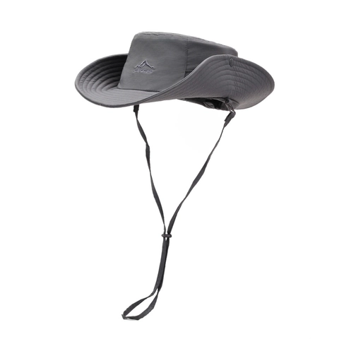 Outdoor Wide Brim Bucket Hat Quick Dry Polyester Breathable Mesh Sun Protection Adjustable Chin Strap Hiking Fishing