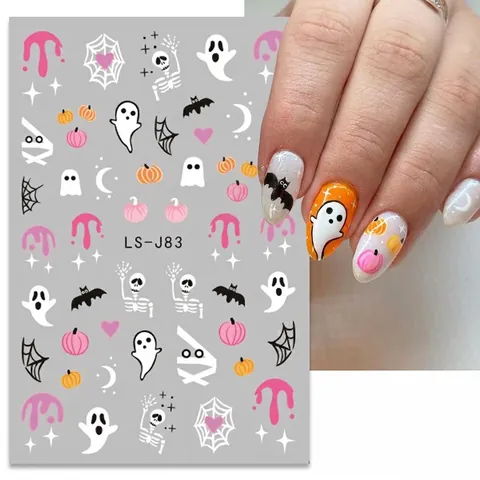 Halloween Nagelaufkleber Selbstklebend Wasserdicht Geist Kürbis Spinnennetz Y2K Trendige Maniküre Dekoration Für Frauen