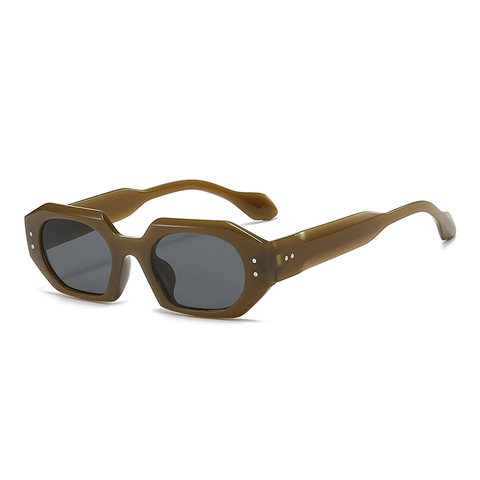 Lunettes De Soleil Polygonales Rétro Monture Épaisse Géométrique Protection UV400 Décor De Rivets Punk Hip Hop