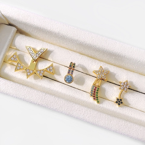 Glinsterende Ster Kwastje Meteoor Drop Oorbellen Messing Sieraden Met AAA Plus Meerkleurige Zirkoon Geometrische Stijl Dames