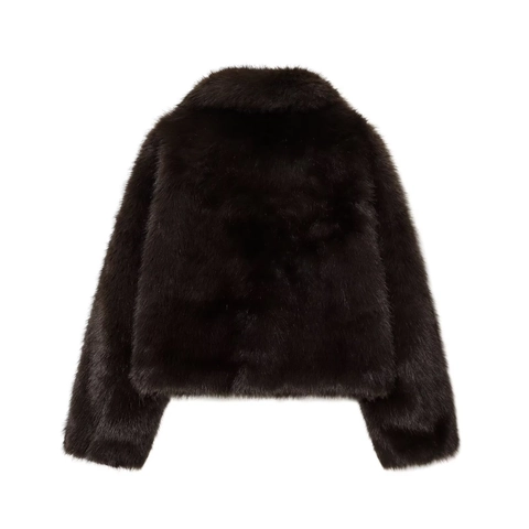 Abrigo De Piel Sintética Para Mujer Chaqueta Corta Cuello De Solapa Manga Larga Cremallera Color Sólido Invierno Moda