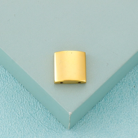 Ciondolo Rettangolare Curvo In Acciaio Inossidabile Liscio Lucidato Doppio Foro Connettore Accessorio Gioielli DIY