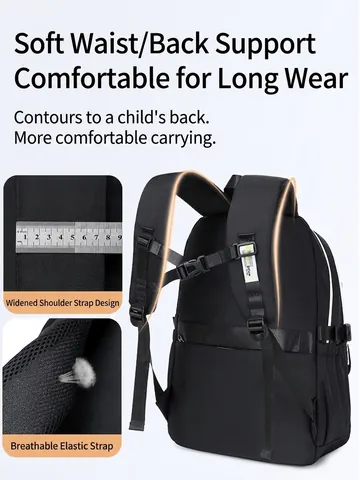 Mochila De Nylon Gran Capacidad Impermeable Escolar Con Compartimento Para Portátil Multibolsillo Casual De Viaje Para Estudiantes