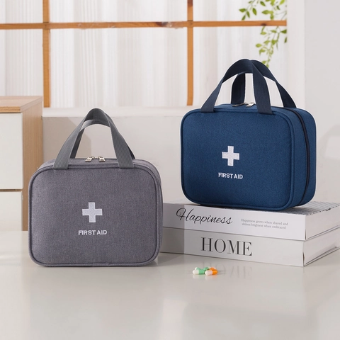 Kit Di Primo Soccorso Borsa Porta Medicinali Portatile Tessuto Oxford Impermeabile Organizzatore Viaggio Maniglia Cerniera
