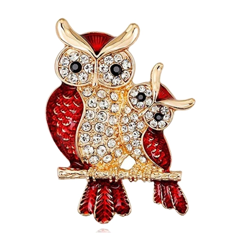 Süße Legierung Eule Brosche Für Damen Kinder Emaille Tier Vogel Reversnadel Mit Strass Mode Schmuck Kleidung Dekoration Geschenk