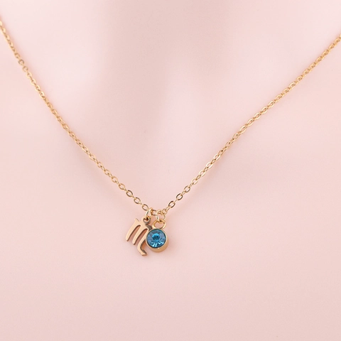 12 Sternzeichen Tierkreiszeichen Anhänger Halskette 304 Edelstahl Mit Rundem Bunten Geburtsstein Zirkon Schmuck Geschenk