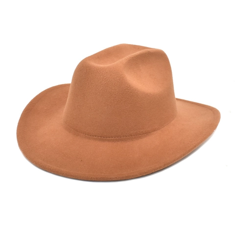 Sombrero Fedora De Vaquero Occidental Fieltro De Lana Ala Ancha Retro Jazz Color Sólido Unisex