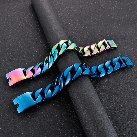 Bracciale A Catena Cuban Link In Acciaio Inossidabile Placcato Oro 18K Gioielli Hip Hop Da Uomo