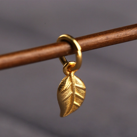 925 Sterling Silver Leaf Charm Gold Plated Ancient Gold Finish For DIY Jewelry Making Small Leaf Pendant Hanging Accessory