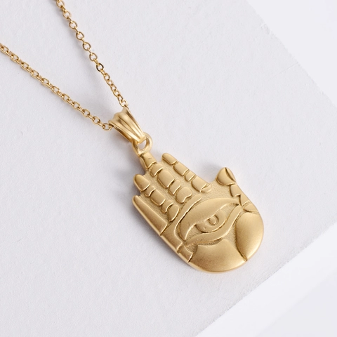 Hamsa Hand Evil Eye Pendant Necklace 304 Stainless Steel 18K Gold Plated Gothic Religious Jewelry For Women Men