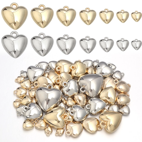 Dijes De Corazón CCB Plástico Galvanizado Pulido Pendants En Forma De Corazón Para Fabricación De Joyas DIY Collares