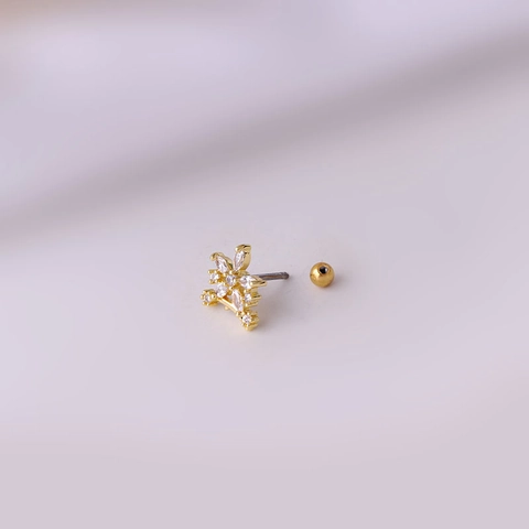 Orecchino Cartilagine Zirconia Cubica Asta Acciaio Inossidabile Fiore Stella Serpente Gioielli Piercing
