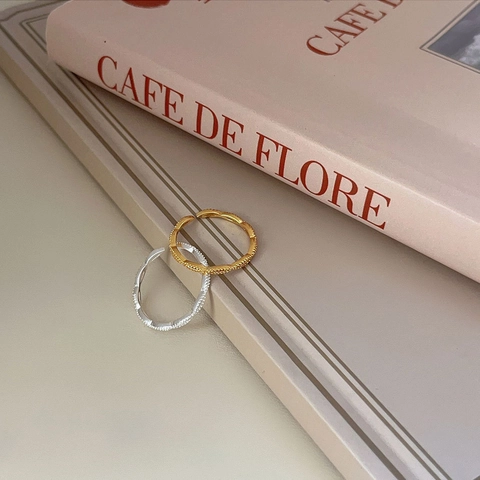 Minimalist 925 Sterling Silver Ring Twisted Rope Design Adjustable Open Finger Fine Jewelry Gift For Women Girls