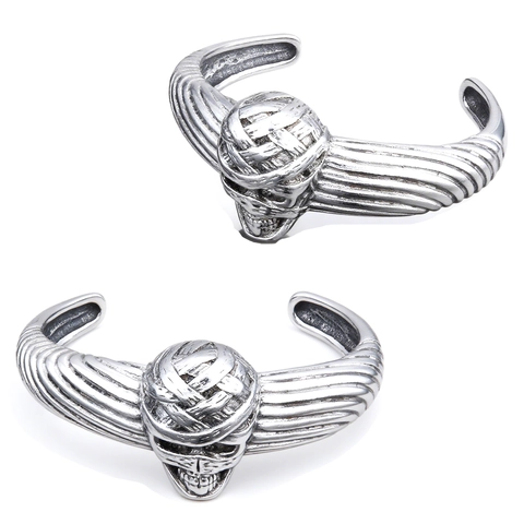 Bracciale Rigido Aperto Con Teschio Di Mummia In Acciaio Inossidabile Stile Egiziano Gotico Punk