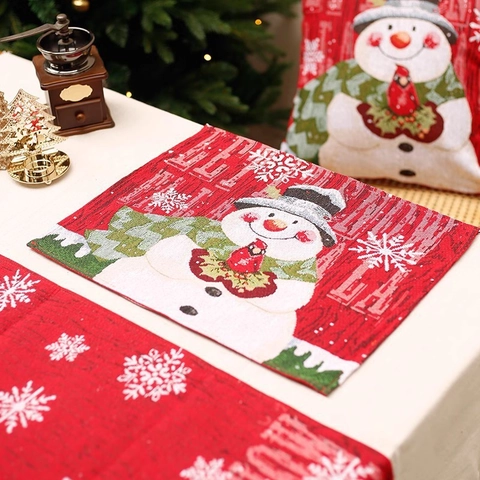 Mantel Individual Camino De Table Navidad Tela Jacquard Patrón Reno Papá Noel Decoración Festiva Mesa Comedor