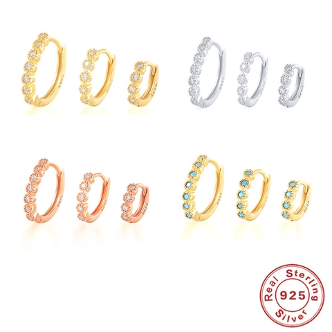 Hoop Ohrringe 925 Sterling Silber Minimalistische Winzige Huggie Mit Zirkon Und Türkis Für Damen