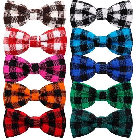 Nœud Papillon Pour Animaux Motif Plaid Buffalo Polyester Réglable Accessoire De Mode Pour Petits Chiens Et Chats Mariage Fête