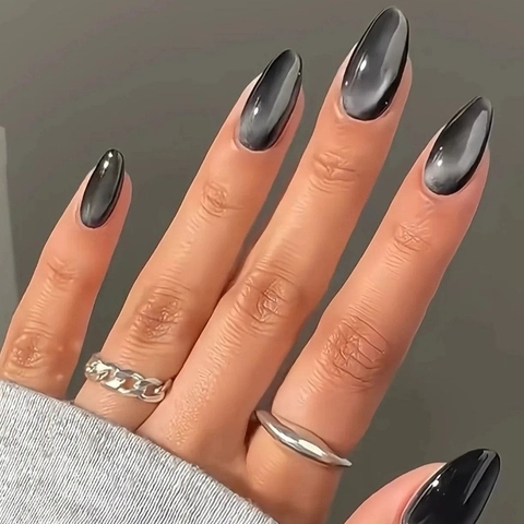 Unghie Finte Press On Effetto Occhio Di Gatto Magnetico Brillante Elegante Colore Solido Per Donne ABS Plastica Colla Gel