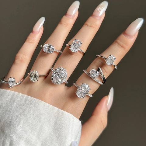 S925 Sterlingsilber Oval Zirkonia Ring Elegant Geometrisch Design Mode Elegant Damen Taubenei Ring Finger Schmuck Geschenk